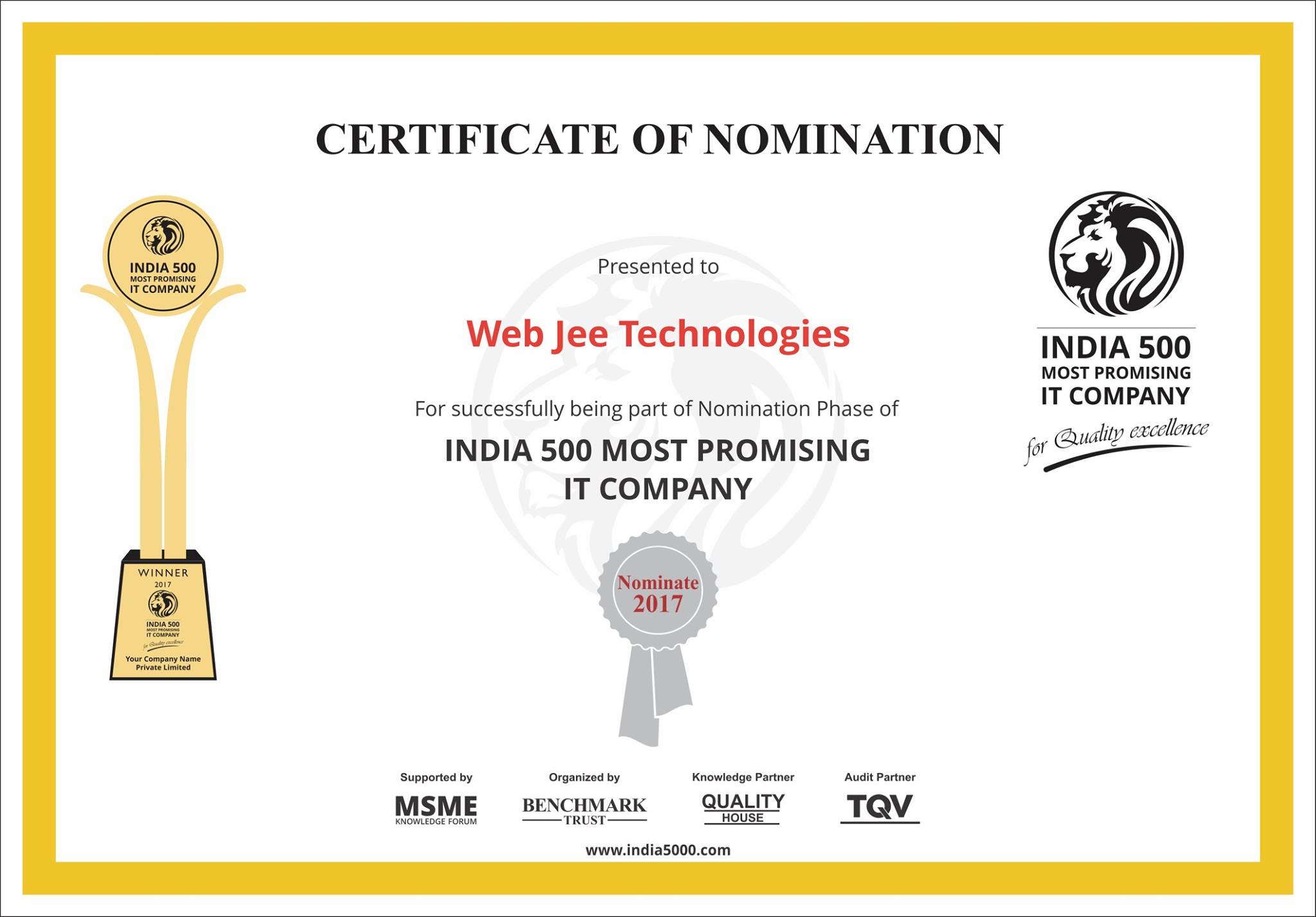 WebJee Technologies Awarded